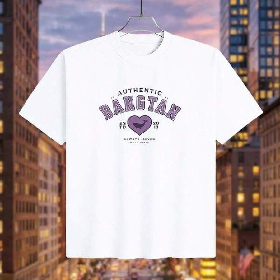 Camiseta de Mujer con Estampado Gráfico de Corazón de Ballena Bangtan, Unisex, Manga Corta, Estilo Urbano, Estampado Vintage, Camiseta de Moda para Adultos, Damas y Jóvenes, Nueva Camiseta Casual 2026, Regalo Perfecto para Fans del Army, Gira Mundial, Ropa Hombre, Cosas Para Hombre, Ropa De Mujer, Blusas Bonitas - Blanco - Ver 1