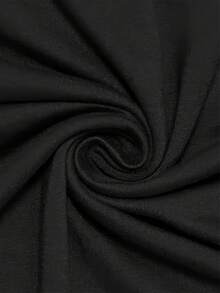 1 pieza de camiseta casual de cuello redondo para mujer de talla grande - top de manga corta con estampado de dibujos animados, 95% poliéster 5% spandex elástico, tejido de punto ligero de 220 g/m², lavable a máquina para comodidad en todas las estaciones, ropa de talla grande. | Camiseta con estampado de dibujos animados | Parte superior lavable a máquina - Negro - Ver 6