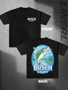 Men's T-Shirt Beer Light Fish Scene Logo Y2K Style | 100% Cotton | Soft Comfortable | Perfect For Daily Wear |  Gift | Unisex - 黑色 - 查看 1