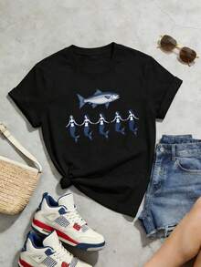 Camiseta de manga corta con cuello redondo suave y casual de verano para mujer, tops para salir, algodón, vintage, estilo callejero europeo y americano, casual deportivo, estilo unisex, estilo casual urbano, tops bonitos, Gen Z, curvy, ropa Y2K, camisetas divertidas, tops para damas, conjuntos de vacaciones para mujer, top lindo, camiseta gráfica, conjuntos de primavera, camisetas holgadas, ropa de calle retro, estilo de los 90, estilo de los 2000, subcultura, top negro, tops blancos, atuendo de fiesta de los 90. Negro - Negro - Ver 4