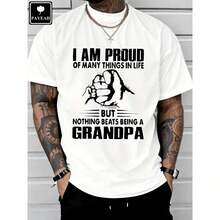 PAYEAH Orgulloso de Muchas Cosas en la Vida, Camiseta con Monograma "No Ser Abuelo", 100% Algodón Grueso 25 - Blanco - Ver 1
