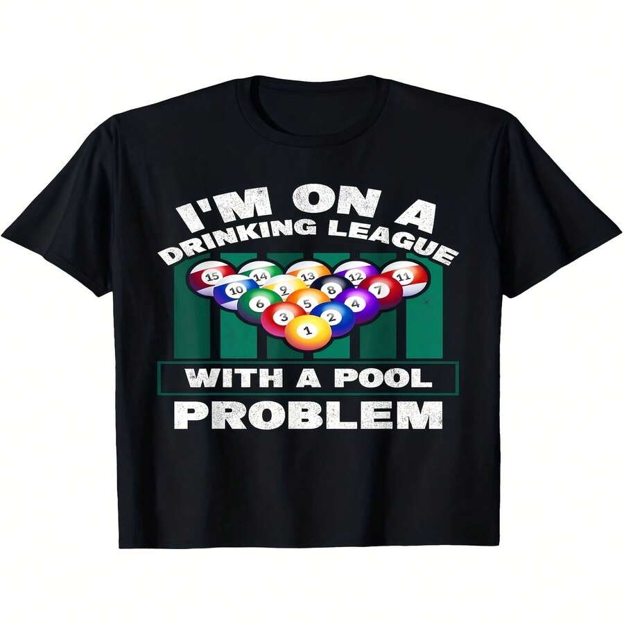 Camiseta divertida decorada exclusiva para el Día de la Independencia y el Día del Padre con el eslogan "Me uní a una liga que bebe y pelea". Camiseta ligera y transpirable de manga corta, ideal para fiestas, bares y uso diario informal. Camiseta cómoda de corte holgado estilo retro para hombre. Tallas grandes. - Negro - Ver 1