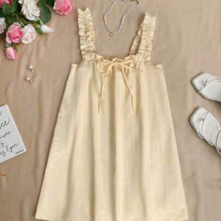 Women Midi Dresses - 淡黃色 - 查看 1