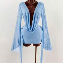 Women Midi Dresses - Baby Blue - View 1