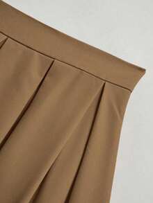 Falda plisada casual para mujer, versátil para primavera y otoño - Caqui - Ver 6