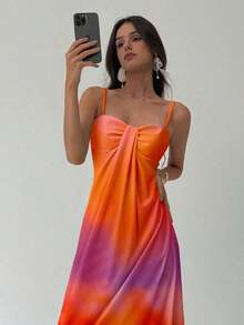 Women's Summer Beach Vacation Maxi Dress Loose Dress Elegant Floral Print Spaghetti Strap Apricot Dress Summer Dresses For Women,Graduation,Teacher Outfits For Women,Teacher Dress,Romantic Dress,Elegant Party Dresses,Casual Long Dresses - 橘色 2 - 查看 7