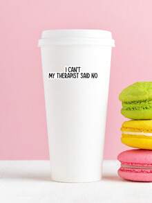 1pc Funny "I Can't My Therapist Said No" Sticker, Sarcastic Mental Health Quote Decal, Sassy Slogan Sticker For Laptop & Water Bottle, Aesthetic Office Humor Decor, Gift For Friends - Multicolor - View 4