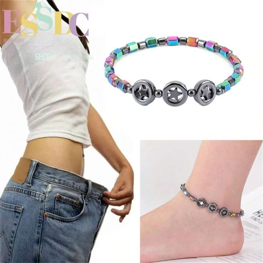BMOR 1 Vòng đeo cổ chân trị liệu từ tính (dành cho cả nam và nữ), tăng cường miễn dịch, giảm đau do viêm khớp và hội chứng ống cổ tay, vòng đeo cổ chân định hình cơ thể bằng từ tính, thúc đẩy tuần hoàn máu. - Ngôi sao - Xem 1