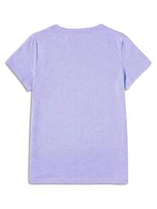 Lavender And Lilac Floral Print,  Casual Short-Sleeved T-Shirt For Spring/Summer, Crew Neck, Affordable Women's T-Shirt. A Very Distinctive Printed T-Shirt / Unisex Style / Suitable For Both Men And Women / Wrinkle-Resistant / Breathable - 黑色 - 查看 9