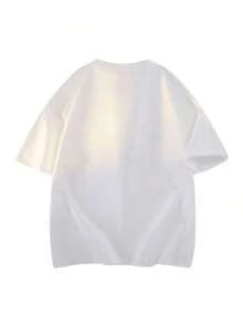 1 pieza Camiseta de cuello redondo de manga corta negra para hombre, diseño de estampado interactivo de gato, súper suave, transpirable y cómoda, anti-pelusas, camiseta de moda estadounidense audaz, adecuada para uso diario y atuendo con tema de mascotas - Blanco - Ver 7
