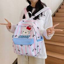 SANRIO 可爱卡通Hello Kitty印花女士背包，休闲夏季旅行包，轻便日常背包，可爱卡通设计 - 彩色 - 查看 9