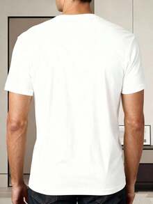 Men's Casual T-Shirt, Black Short Sleeve T-Shirt With Monkey Print In Traditional Arabic Costume For Daily Wear And Social Occasions, Summer. Classic Crew Neck Design, Lightweight, Comfortable And Sweat-Free, Fun Christmas, Holiday Gifts - 白色 - 查看 2