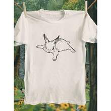Camiseta de manga corta casual 100% para mujer - Camiseta de manga corta con cuello redondo estampado a la moda, tejido transpirable lavable a máquina, cómoda, fácil y elegante para uso diario en verano. Regalo perfecto. Corte holgado. Envío local - Blanco - Ver 9