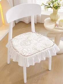 1 pieza Cojín acolchado para silla con falda, estilo, adecuado para todas las estaciones, suave y transpirable, antideslizante, lavable a máquina, uso diario, 17.7in/45cm*17.7in/45cm - en forma de D - Ver 14