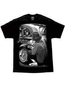 Gonzales Men's Reflections Lowrider Skull DGA Art T Shirt - 黑色 - 查看 1