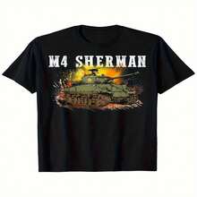 M4 Sherman, Camiseta para ni?os, %, Hombre Mujer Papá Mamá Amigos, Camiseta Unisex - Negro - Ver 2