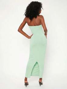 Vestido Sólido Estilo Tubo Para Cena O Citas Casuales - verde menta - Ver 2