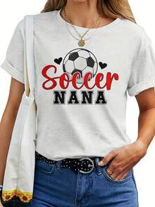 Camiseta de fútbol para mujer y unisex con diseño de abuela - Camiseta de manga corta suave y transpirable, con un diseño de abuela futbolista, ropa casual, adecuada como regalo para atletas femeninas y aficionadas al fútbol. Camiseta para mujer. - Negro - Ver 6