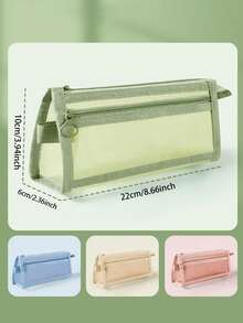Ins-Style Large-Capacity Pencil Case Stationery Pouch, Multi-Layer Compartment Storage, High-Aesthetic Pencil And Stationery Organizer For Boys And Girls, Available In Multiple Colors, Essential For Back-To-School, Hand-Held Pencil Pouch,Multi-Layer Pencil Case, Multi-Functional Large Capacity, Zipper Closure, Independent Compartments, Convenient Storage Mesh Design, Multi-Color Optional Storage Bag, Your Ideal Office Desktop Organization Helper - One Size Fits All - View 5
