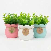 Set Of 3 Mini Artificial Flower Pots With Plant, Suitable For Home Decoration In Living Rooms And Bedrooms - 3 Cores - View 2
