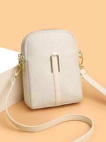 New Women's Crossbody Bag Vintage Pattern Fashion Shoulder Bag Faux Suede Material Same Color Adjustable Detachable Shoulder Strap, Suitable For Daily Outings Portable Commuting Travel Versatile - White - View 11