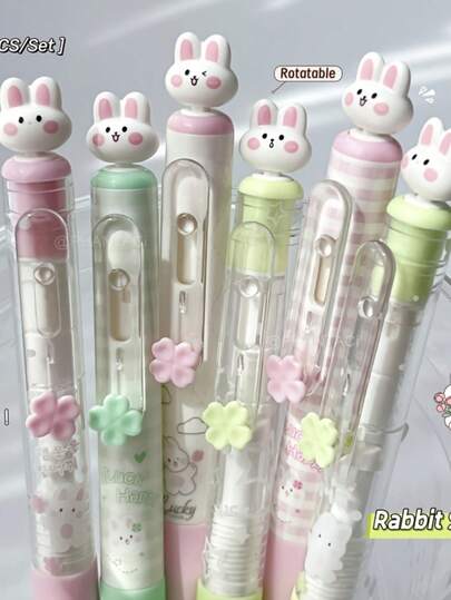 4 PCS Rabbit Style Gel Pen 0.5Mm Quick Dry Black Pen Creative Gel Pen Set With Transparent Storage Bag Office Supplies