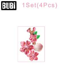 Pink 3D Car Sticker Decor, Gift For Women/Girls On Valentine's Day Or Birthday, Suitable For Air Vent, Dashboard, Screen, Auto Accessories - Flowers - View 11