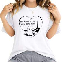 Soy un Proyecto Que Mantiene a Jesús Ocupado, Camiseta de Fe, Camiseta con Gráficos de Humor Cristiano, Ropa para Amantes de Jesús - Blanco - Ver 4