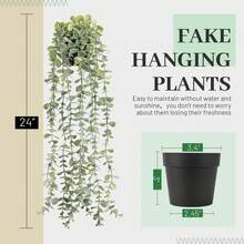 1件仿真植物悬挂式人造盆栽尤加利树，适用于现代波西米亚农舍风格浴室、办公桌、墙面装饰、置物架、客厅等室内装饰 - 彩色 - 查看 4
