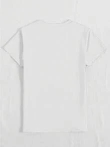 Camiseta Americana Versátil de Manga Corta, con Estampado de Dientes de Dibujos Animados y Cepillo de Dientes y Espejo, Pasta de Dientes y Taza de Café al Lado, Cuello Redondo, Estilo Nuevo de Verano 2026 para Mujer - Blanco - Ver 2
