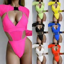 Bikini Sexy de 3 Piezas para Mujer con Falda de Malla, Estilo Playa y Vacaciones - Azul - Ver 2