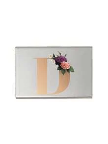Red Flowers And Gold Letters A-Z Initial Pattern Slim Card Case Minimalist Aluminium Metal Wallet RFID Privacy Protection Credit Card Holder ID Business Card Pouch Portable Card Organizer Thin Metal Purse Multifunctional Card Storage Box For Daily - Multicolor - View 22