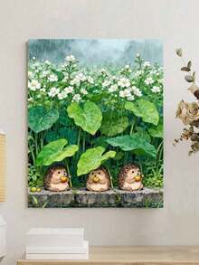 40x50cm/16x20in 可愛刺蝟雨中 DIY 數位油畫手工藝 成人居家裝飾 節日禮物 - 40*50厘米 - 查看 1