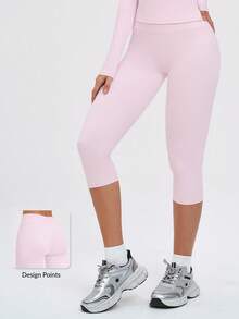 MASKERT Women's High Waist Butt Lifting Yoga Pants, Tummy Control Sports Leggings, Fitness Pants, Capris, Pilates Pants, Running, Hiking, Cycling, Dance Training, Tennis, Volleyball, Outdoor Sports Activity Pants - Pink - View 1