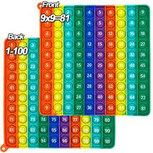 9x9 Multiplication Table From 1 To 1, Silicone Math Learning Toy With Squeezable Bubbles, For Children, For Counting, Stress Relief, Counter, Montessori Educational Gift For Sensory Training - S 9x9 100 Rainbow - View 1