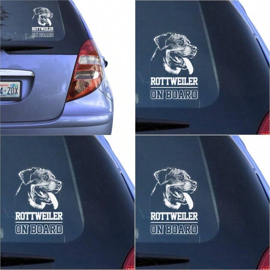 Rottweiler Clear Decal Sticker for Window, Rottie Dog Sign Art Print - Blanco - Ver 1
