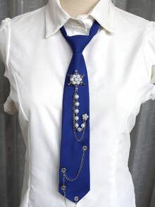 1pc Snowflake Chain Tie-Free Necktie, Casual Business Party Gift, Daily Preppy Street Style - Multicolor - View 10