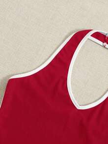 Top halter corto unido en contraste - Rojo y blanco - Ver 5