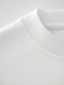 1 Piece Men's 100% Cotton Heavyweight T-Shirt - Loose Fit, White, Short Sleeve, Round Neck, Summer Casual Style, With Black And White Logo Print On Back, Breathable And Wrinkle Resistant, Machine Washable, Suitable For Daily Wear (White) 180g 100% Cotton. - 預設圖 1 - 查看 4