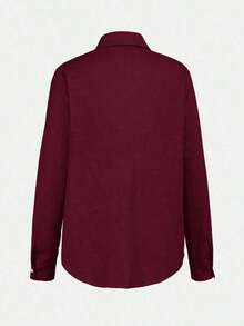2026 Nueva Camisa Básica Versátil y Elegante para Mujer con Botones Delanteros y Cuello Mao en Color Azul Claro, Adecuada para Ir al Trabajo, Uso Diario, Estilo Retro de los 90, Navidad, Año Nuevo, Fiesta de San Valentín, Playa, Graduación, Moda, - Burdeos - Ver 8