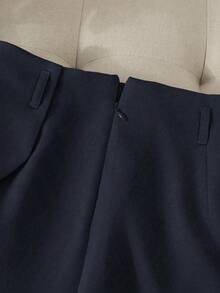 Pantalones con falda asimétrica de moda casual para ir al trabajo, pantalones cortos multifuncionales para mujer sin cinturón, pantalones con falda asimétrica a juego sin cinturón, falda asimétrica, falda con dobladillo asimétrico, falda pantalón - Azul marino - Ver 7