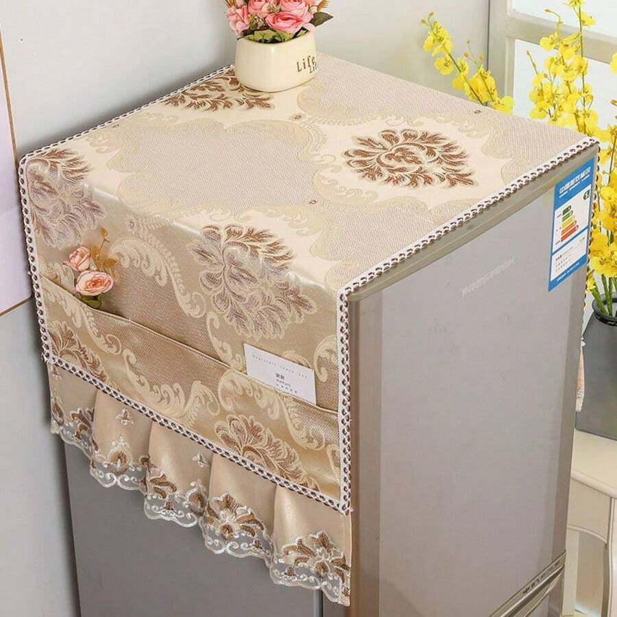 Nordic Style Dust-Proof Refrigerator Cover, Single/Double Door Refrigerator Dust Cover, Washing Machine Dust Cover - Hibiscus Brown - View 1