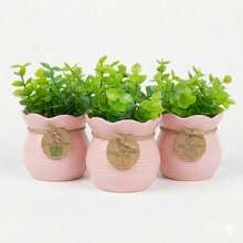 Set Of 3 Mini Artificial Flower Pots With Plant, Suitable For Home Decoration In Living Rooms And Bedrooms - 3朵玫瑰 - 查看 1