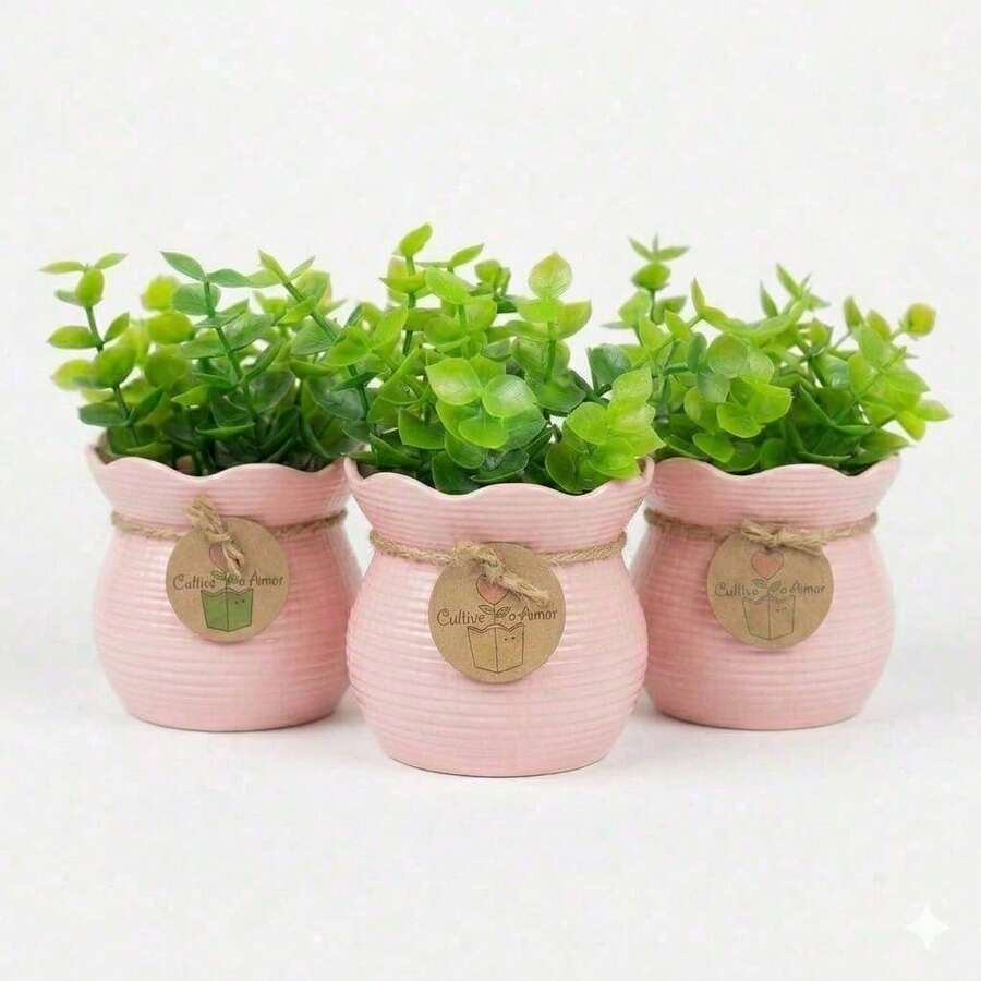Set Of 3 Mini Artificial Flower Pots With Plant, Suitable For Home Decoration In Living Rooms And Bedrooms - 3朵玫瑰 - 查看 1