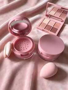 1pc Mini Portable Powder Compact And Honeycomb Puff Box, Built-In Mirror, Puff, Sifter And Sponge Holder - 3g Compact Container For Loose Powder, Makeup Tools, Travel, Home, Fashionable Round Design, Suitable For Loose Setting Powder, Mineral Powder, Blush Powder, Etc., Prevents Powder Leakage While Evenly Distributing Powder - Multicolor - View 2