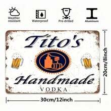 Tito's Handmade Vodka Metal Sign Vintage Style Beer Liquor Advertising Decor Rustic Bar Garage Man Cave Wall Art Unique Drink Lover Gift Retro Tin Sign Sleeve For Iron Artwork, Liquor Theme Plaque, Vintage Beverage Wall Decor, Pub Cafe Ornament, Indoor Outdoor Hanging Sign, Farmhouse Bar Accent, Novelty Alcohol Decor, Easy Hang Retro Plaque, Nostalgic Metal Wall Art - Nhiều màu - Xem 5