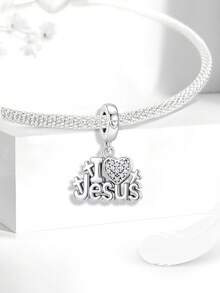 1件時尚亮面「I Love Jesus」吊墜珠飾，適合女性手鍊DIY珠寶 - 款式4 - 查看 6