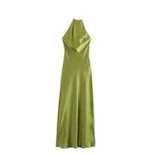 Elegant Satin Dress With Straps, New Arrival Coat Style Women's Bestseller - 綠色 - 查看 5