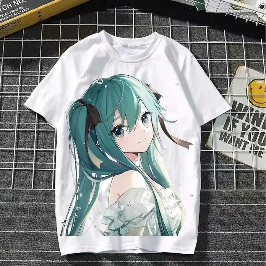 Camiseta Summer M1iku para estudiantes H1atsune M1iku anime per1ipheral twodiM1ensional talla grande shortsved linda ropa de pareja 220G algodón puro camiseta de manga corta para hombres y mujeres, tela gruesa, resistente a las arrugas y no se deforma fácilmente. Estilo simple y versátil, ligero y transpirable, perfecto para ir al trabajo, viajar, acampar, ir de compras y el tiempo libre diario. - Blanco - Ver 1