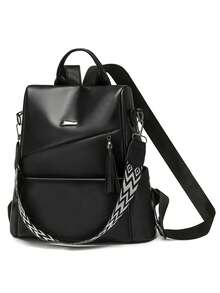 Mochila de marca de diseñador de lujo para mujer con gran capacidad y mochila de viaje multifuncional de alta calidad para chica - Negro - Ver 6